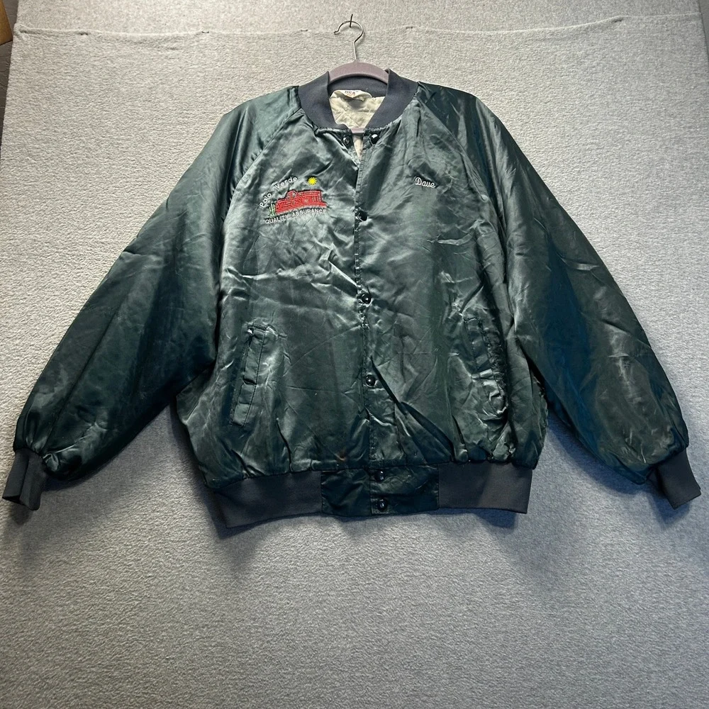 West Ark USA Satin Bomber Jacket Mens‎ 2XL Snap Front Vintage Workwear